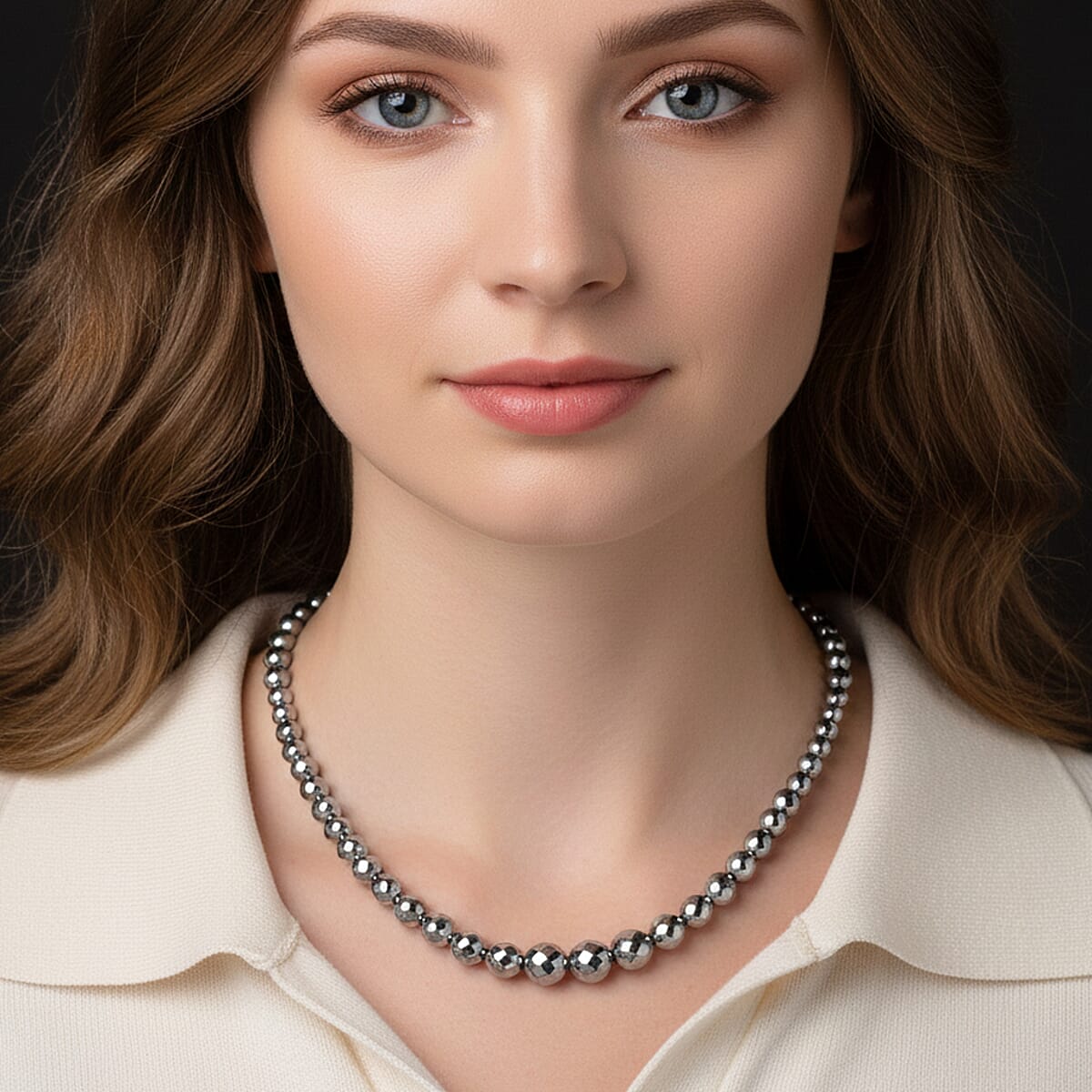 Silver Plated Hematite 560.00 ctw Beaded Necklace in Silvertone 21.25-23.25 Inches image number 2