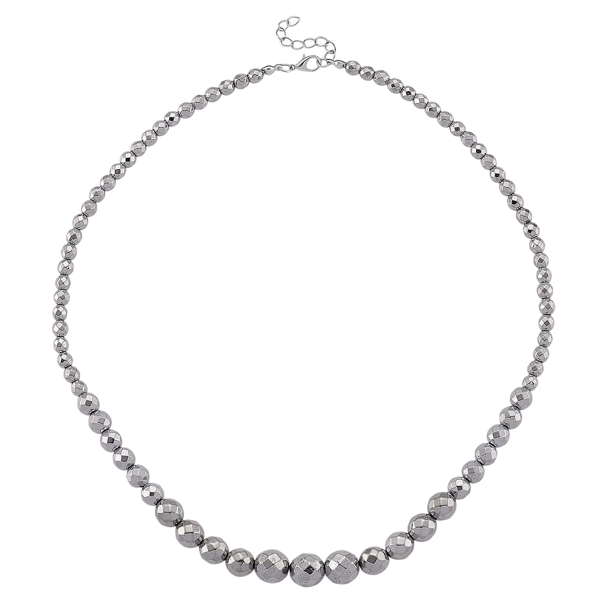Silver Plated Hematite 560.00 ctw Beaded Necklace in Silvertone 21.25-23.25 Inches image number 3