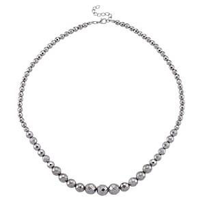 Silver Plated Hematite Beaded Necklace in Silvertone 560.00 ctw (21.25-23.25 Inches)