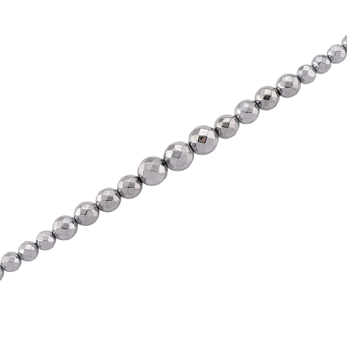 Silver Plated Hematite 560.00 ctw Beaded Necklace in Silvertone 21.25-23.25 Inches image number 4
