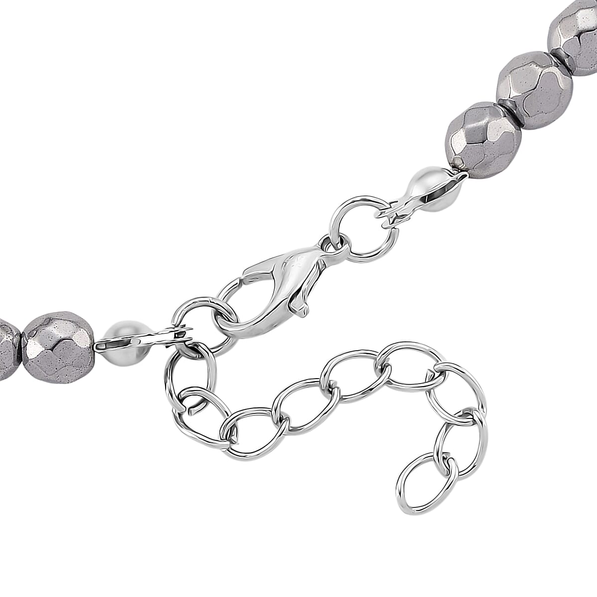 Silver Plated Hematite 560.00 ctw Beaded Necklace in Silvertone 21.25-23.25 Inches image number 5