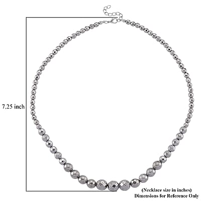 Silver Plated Hematite Beaded Necklace in Silvertone 560.00 ctw (21.25-23.25 Inches)