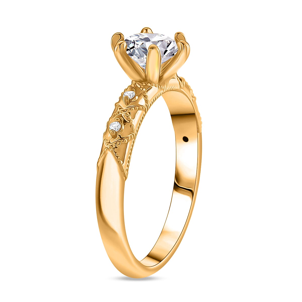Doorbuster Luxuriant Lab Grown Diamond E-F VS 1.10 ctw Designer Celebrity Elegance Ring in 24K Yellow Gold (Size 6.0) (Del. in 10-12 Days) image number 3