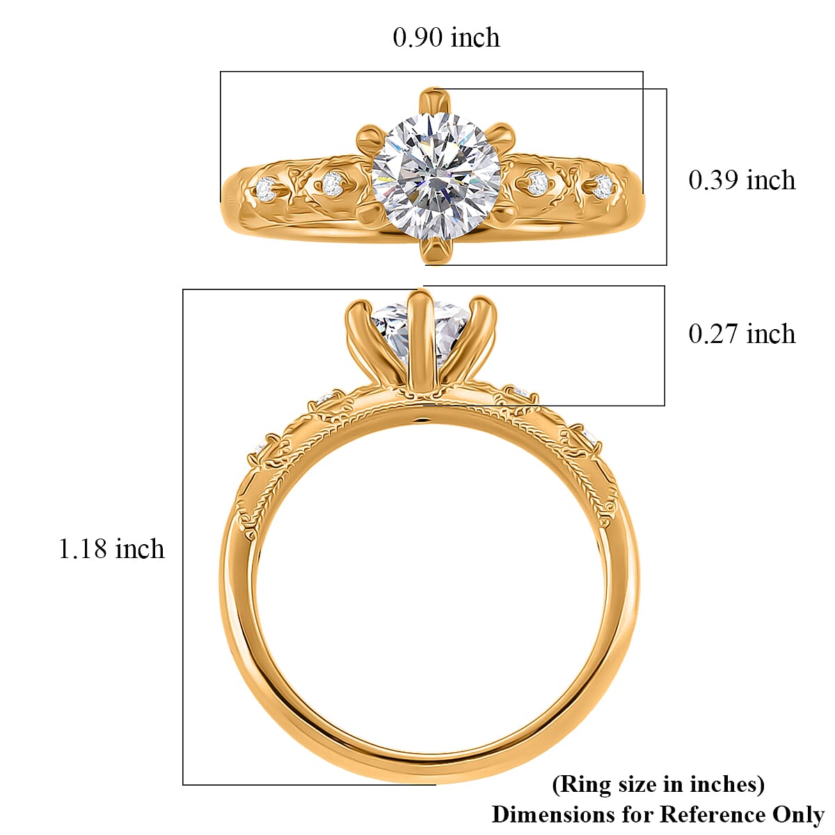 Doorbuster Luxuriant Lab Grown Diamond E-F VS 1.10 ctw Designer Celebrity Elegance Ring in 24K Yellow Gold (Size 6.0) (Del. in 10-12 Days) image number 5