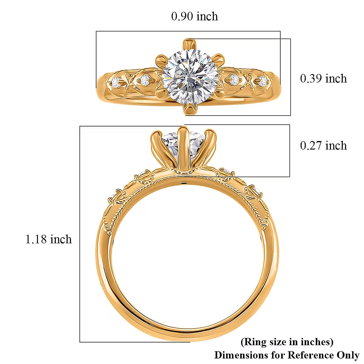 Doorbuster Luxuriant Lab Grown Diamond E-F VS 1.10 ctw Designer Celebrity Elegance Ring in 24K Yellow Gold (Size 6.0) (Del. in 10-12 Days) image number 6