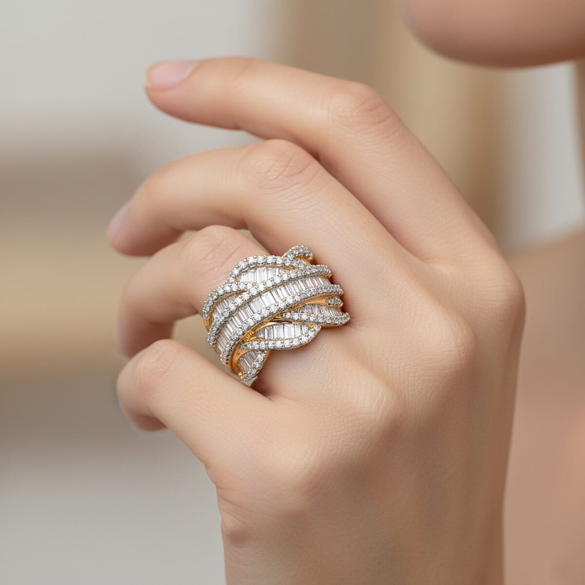 Luxuriant Lab Grown Diamond G-H, SI 3.00 ctw Ring in 18K Vermeil Yellow Gold Over Sterling Silver (Size 10.0) image number 2