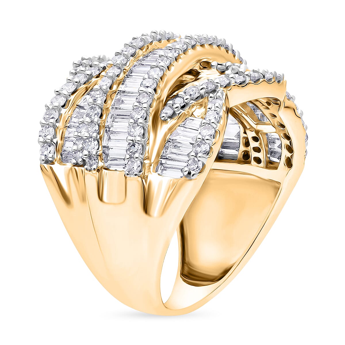 Luxuriant Lab Grown Diamond G-H, SI 3.00 ctw Ring in 18K Vermeil Yellow Gold Over Sterling Silver (Size 10.0) image number 3