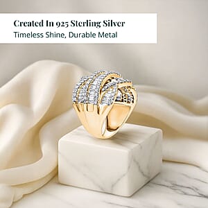 Deal of the Day Luxuriant Lab Grown Diamond (G-H, SI) Waves Ring in 18K Vermeil YG Over Sterling Silver 3.00 ctw (Size 6.0)