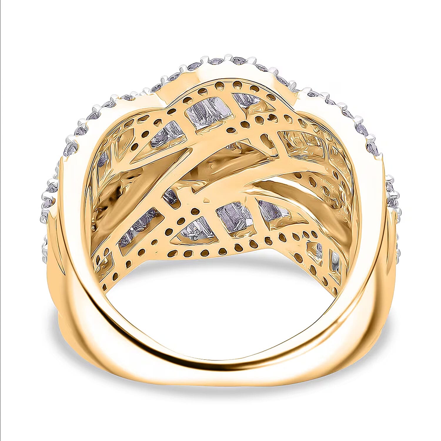 Luxuriant Lab Grown Diamond (G-H, SI) Waves Ring in 18K Vermeil YG Over Sterling Silver 3.00 ctw (Size 6.0)