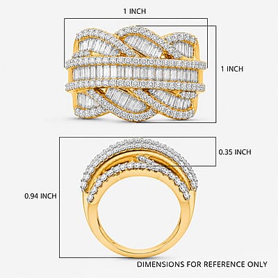 Luxuriant Lab Grown Diamond (G-H, SI) Waves Ring in 18K Vermeil YG Over Sterling Silver 3.00 ctw (Size 6.0)