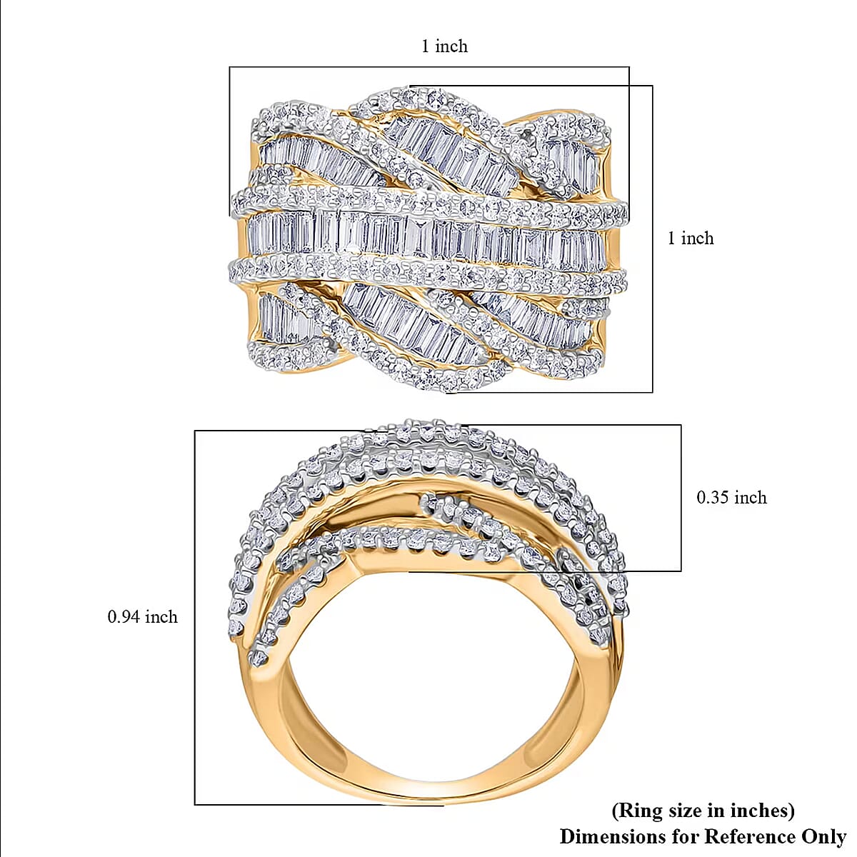 Luxuriant Lab Grown Diamond G-H, SI 3.00 ctw Waves of Eternity Ring in 18K Vermeil Yellow Gold Over Sterling Silver (Size 7.0) image number 6