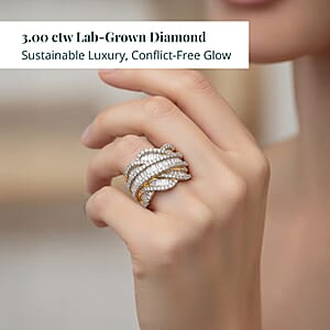Deal of the Day Luxuriant Lab Grown Diamond (G-H, SI) Waves Ring in 18K Vermeil YG Over Sterling Silver 3.00 ctw (Size 8.0)
