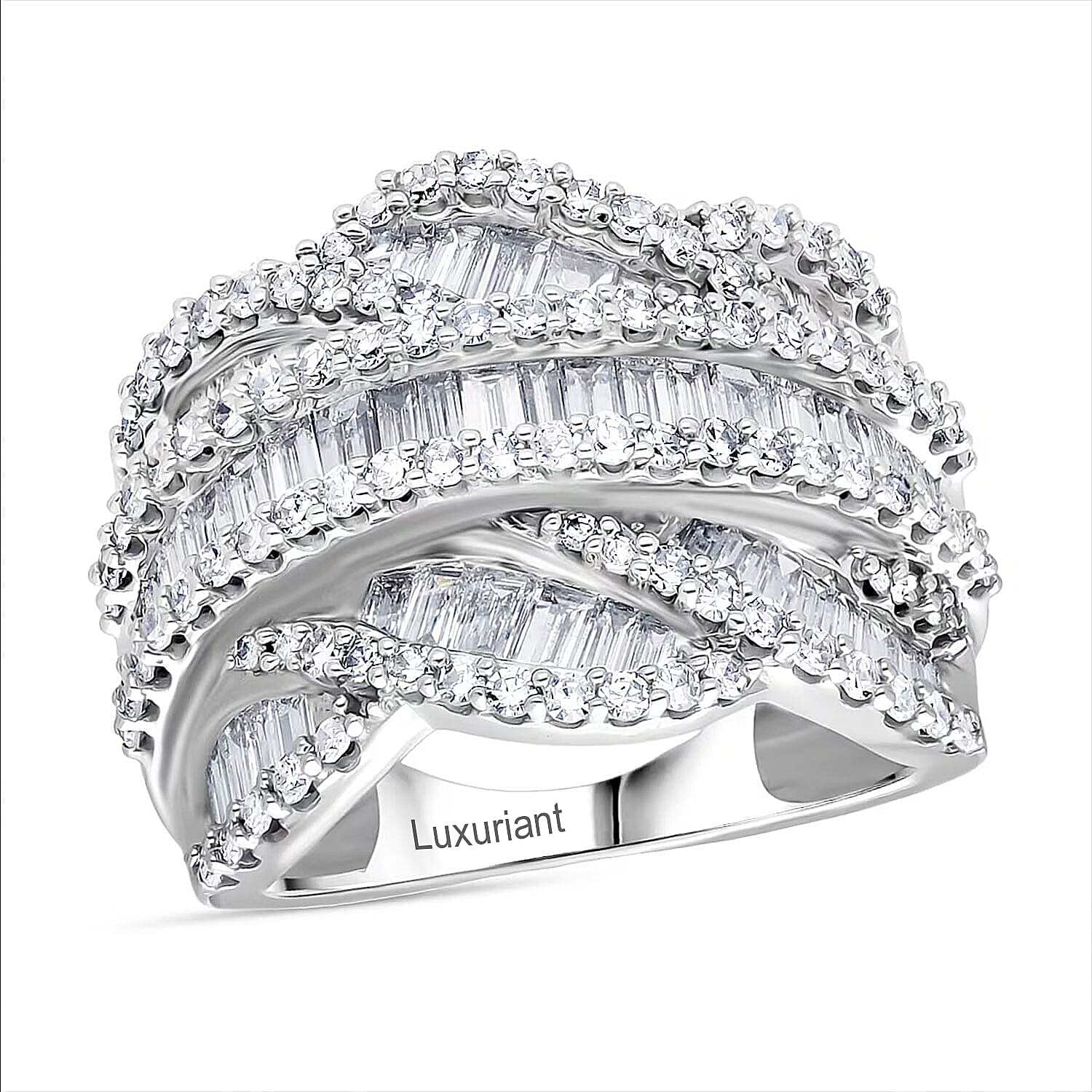 Luxuriant Lab Grown Diamond (G-H, SI) Ring in Rhodium Over Sterling Silver (Size 10.0) 3.00 ctw