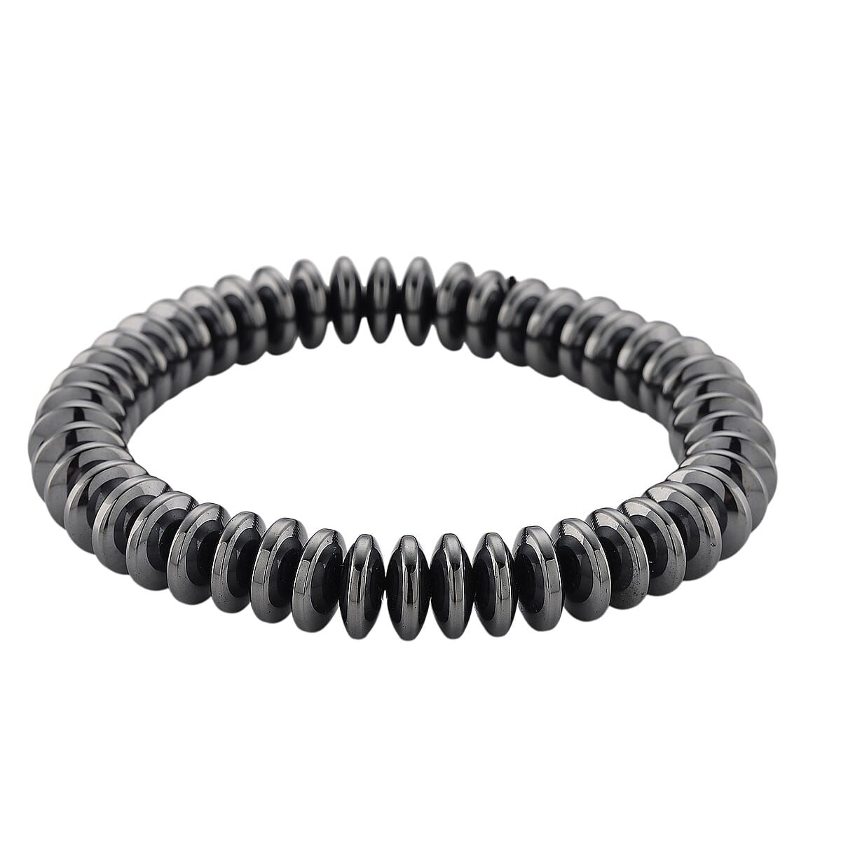Black Hematite 257.00 ctw Roundel Beaded Stretch Bracelet (6.75-7.25in) image number 0
