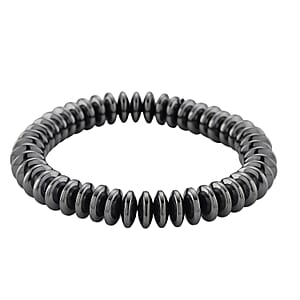 Black Hematite 257.00 ctw Roundel Beaded Stretch Bracelet (6.75-7.25in)