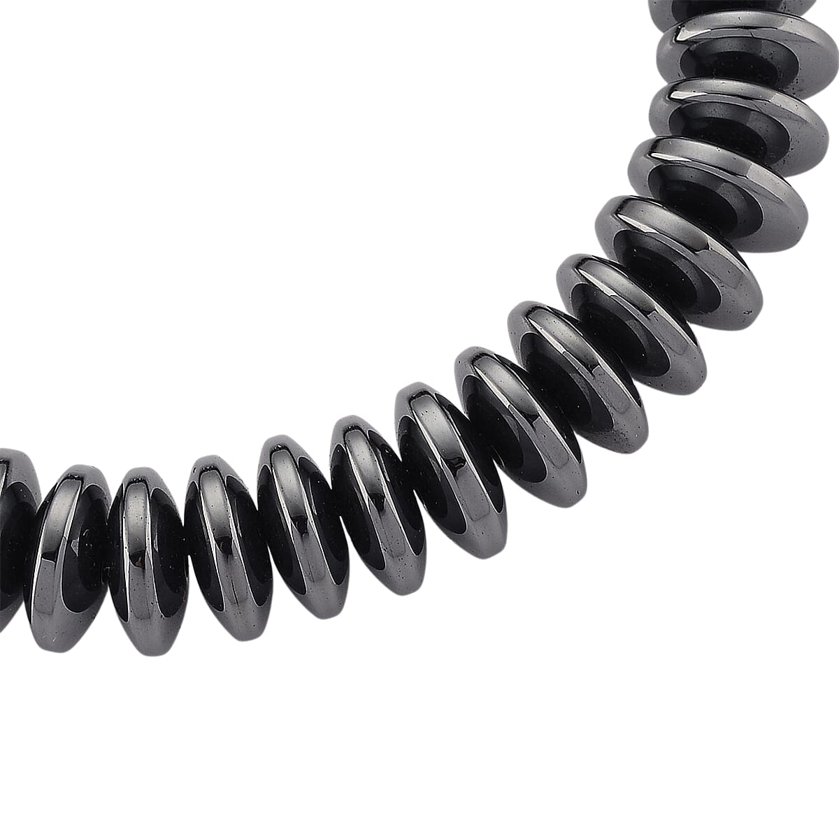 Black Hematite 257.00 ctw Roundel Beaded Stretch Bracelet (6.75-7.25in) image number 3