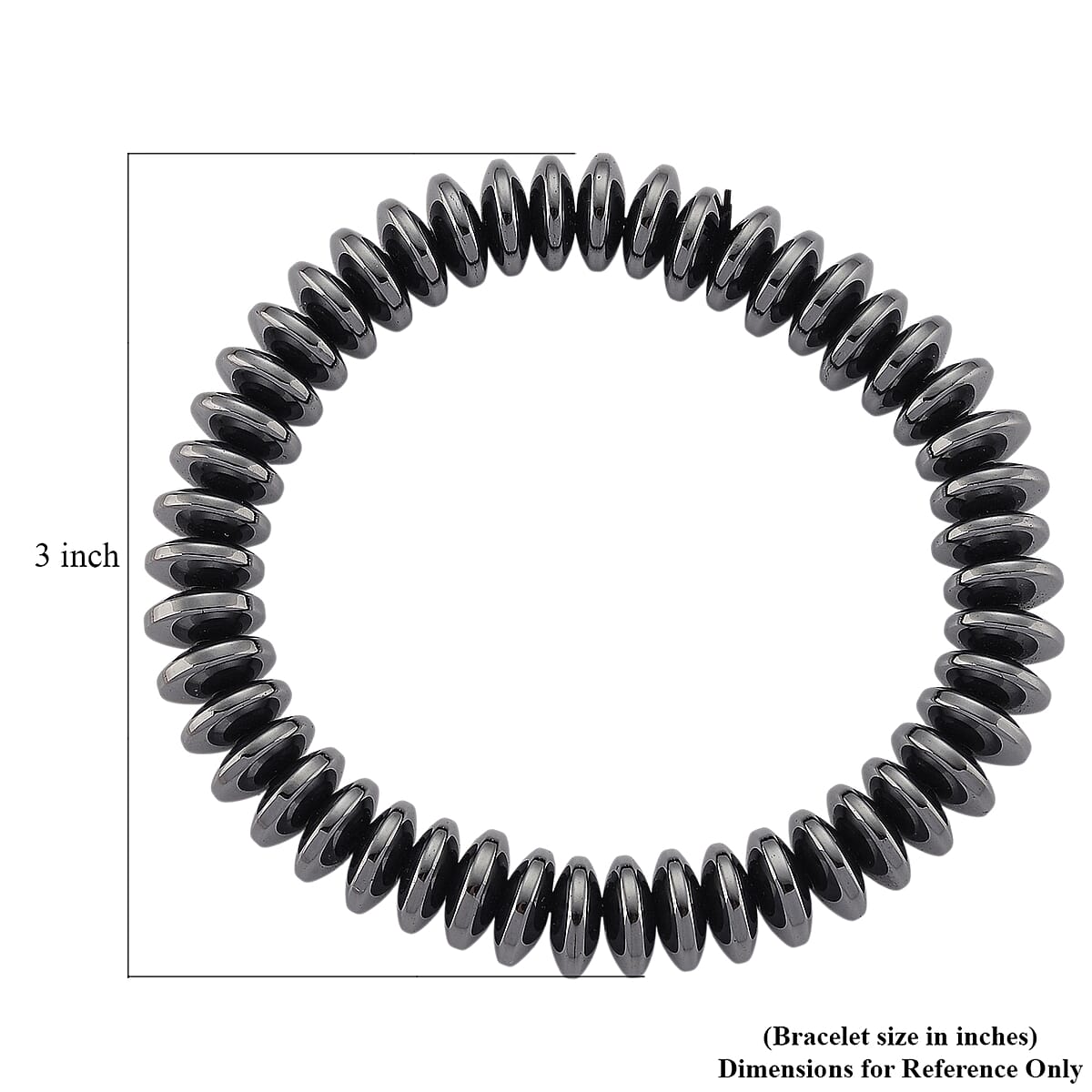 Black Hematite 257.00 ctw Roundel Beaded Stretch Bracelet (6.75-7.25in) image number 4