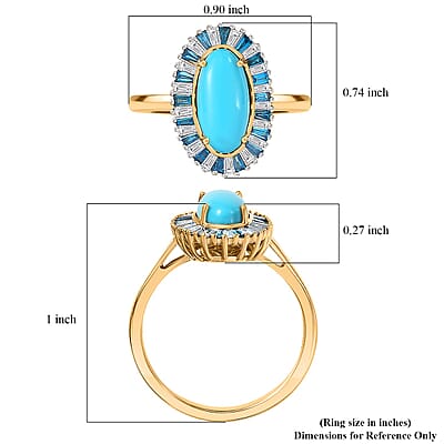 AAA Sleeping Beauty Turquoise, Lab Grown Blue and White Diamond Stargate Ring in 10K Yellow Gold 2.40 ctw (Size 10.0)