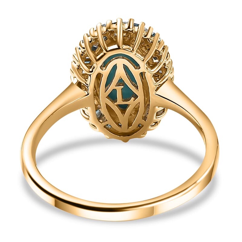 AAA Sleeping Beauty Turquoise, Lab Grown Blue and White Diamond Stargate Ring in 10K Yellow Gold 2.40 ctw (Size 6.5)