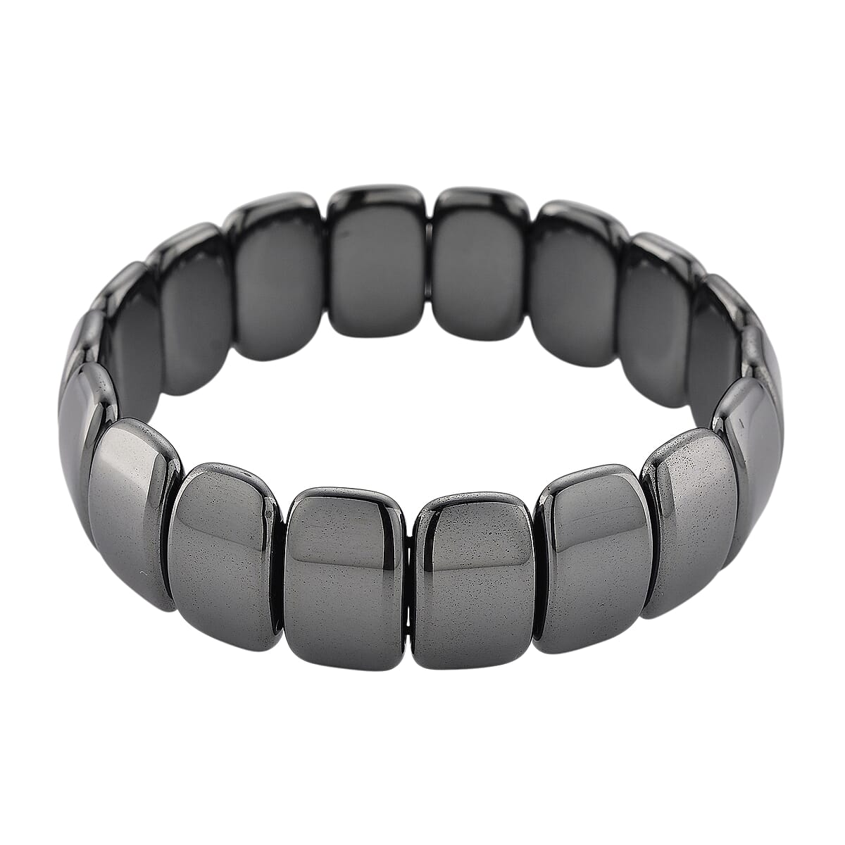 Black Hematite 360.00 ctw Block Stretch Men's Bracelet (7.75-8.25in) image number 0