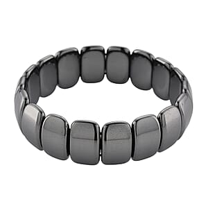 Black Hematite 360.00 ctw Block Stretch Men's Bracelet (7.75-8.25in)