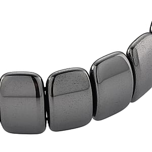 Black Hematite Block Stretch Men's Bracelet  360.00 ctw (7.75-8.25 inches)