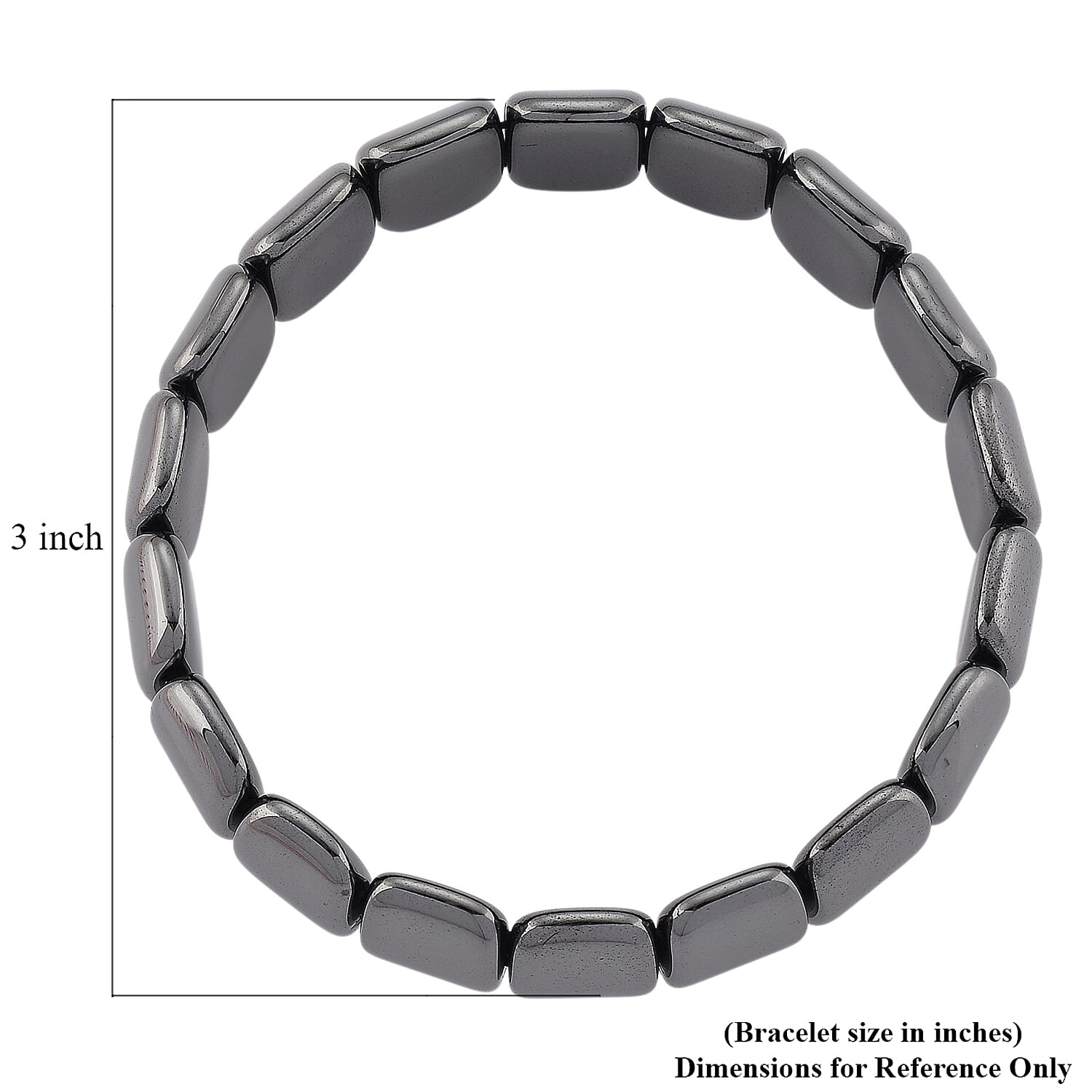 Black Hematite Block Stretch Men's Bracelet  360.00 ctw (7.75-8.25 inches)