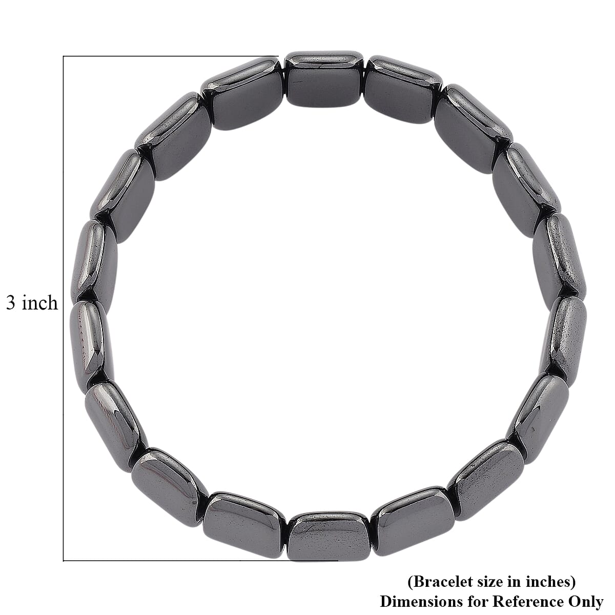 Black Hematite 360.00 ctw Block Stretch Men's Bracelet (7.75-8.25in) image number 4
