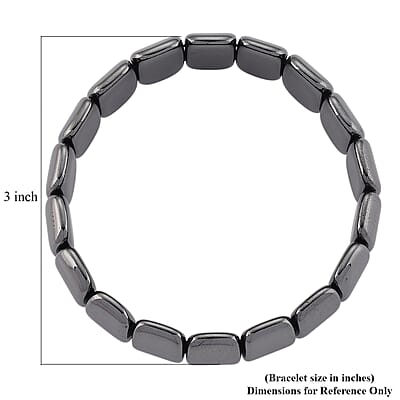 Black Hematite Block Stretch Men's Bracelet  360.00 ctw (7.75-8.25 inches)