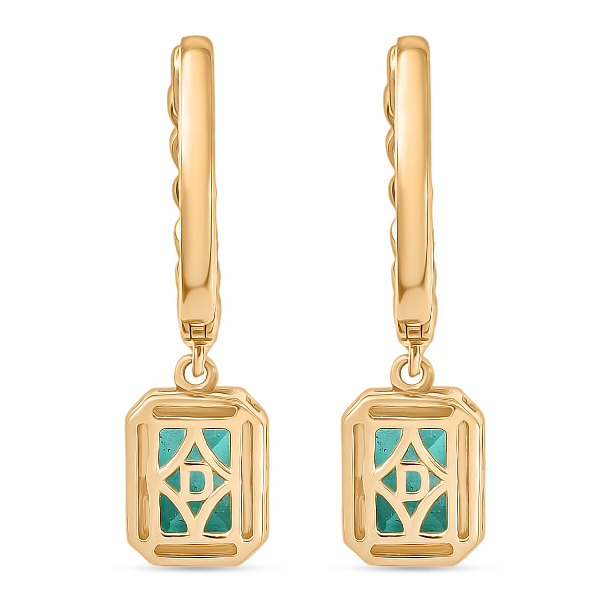D'Joy, Emeraldine Quartz (Triplet) and White Zircon 4.15 ctw Earrings in 14K YG Over Sterling Silver