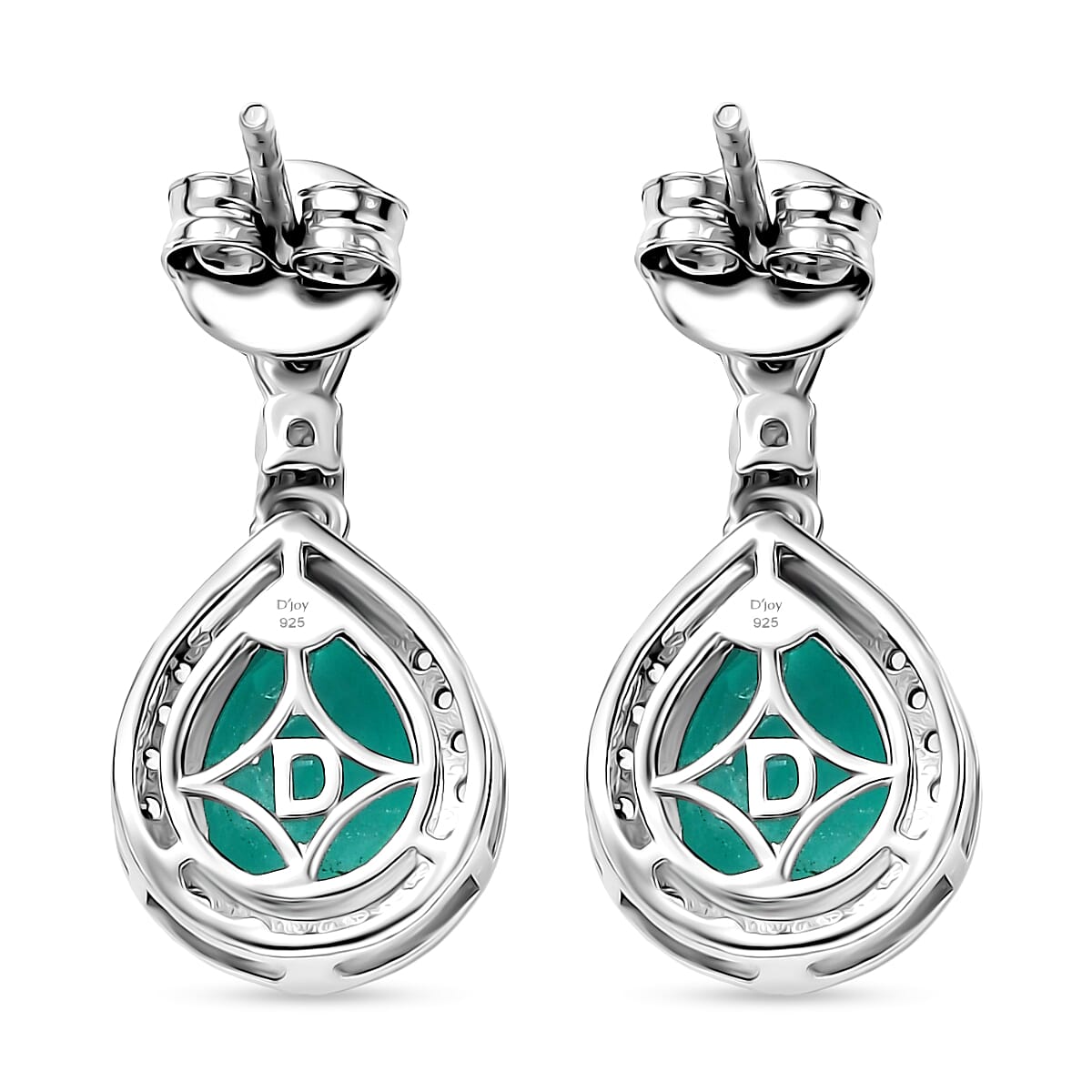 D'Joy Emeraldine Quartz (Triplet) and White Zircon 4.80 ctw Earrings in Platinum Over Sterling Silver