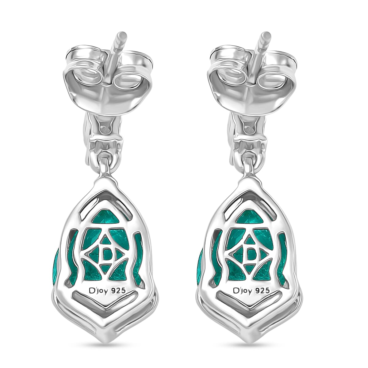 D'Joy Emeraldine Quartz (Triplet) and White Zircon 4.70 ctw Earrings in Platinum Over Sterling Silver