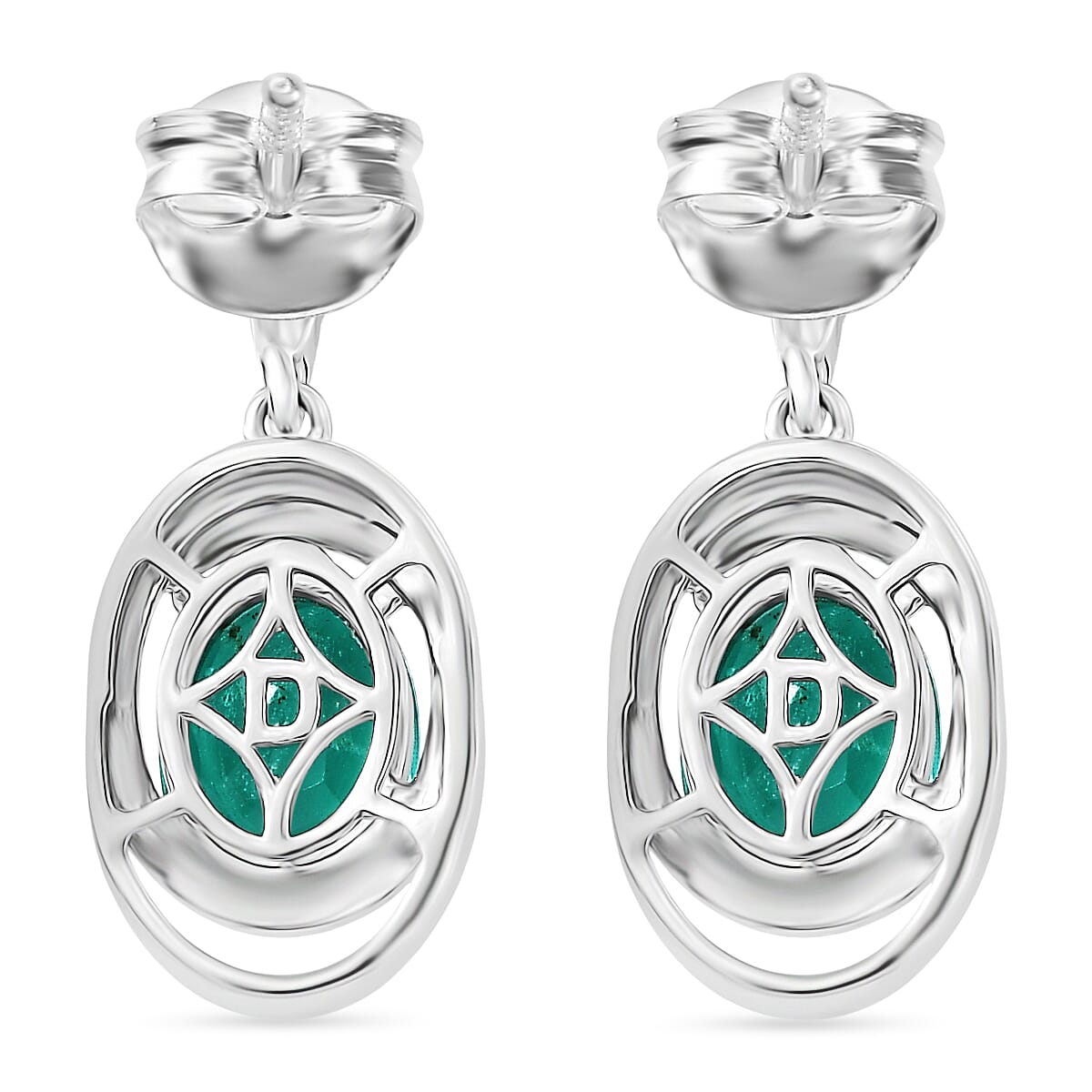 D'Joy Emeraldine Quartz (Triplet) 3.35 ctw Earrings in Platinum Over Sterling Silver