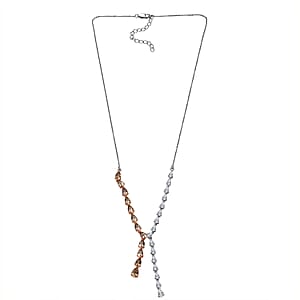 D'Joy Marialite, Moissanite Drop Necklace in 18K Vermeil RG and Rhodium Over Sterling Silver 8.10 ctw (18-20 Inches)