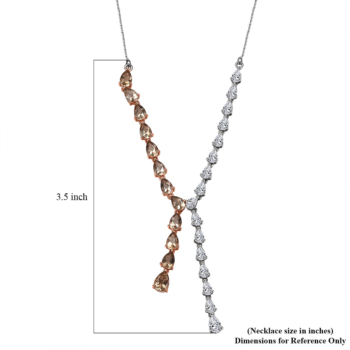 D'Joy Marialite and Moissanite 8.10 ctw Neckalce in 18K Vermeil RG and Rhodium Over Sterling Silver 18-20 Inches image number 5