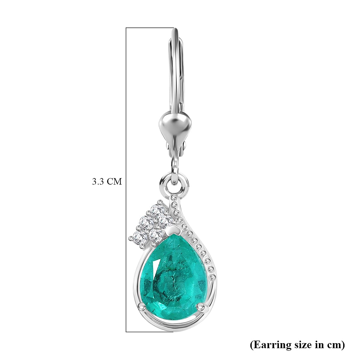 D'Joy, Emeraldine Quartz (Triplet) and White Zircon 4.30 ctw Earrings in Platinum Over Sterling Silver