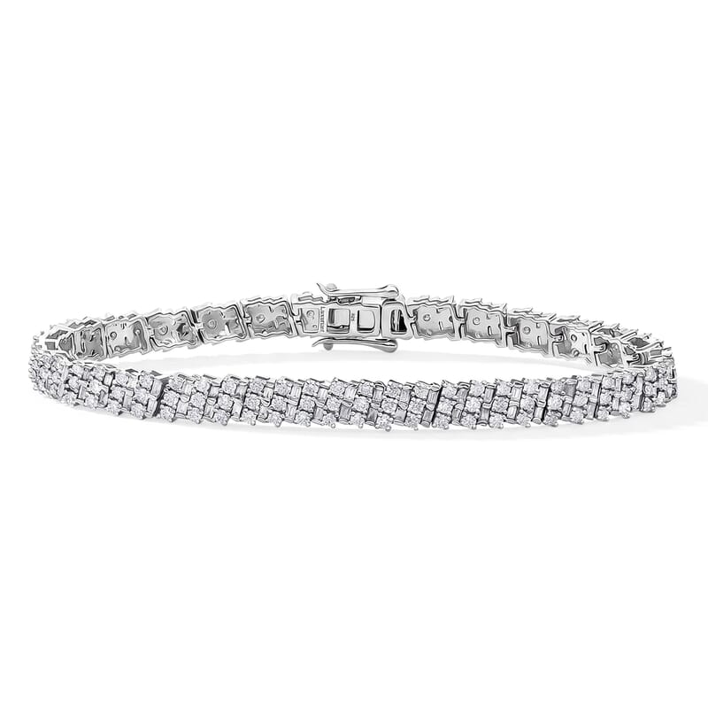 Luxuriant Lab Grown Diamond Bracelet in Rhodium Over Sterling Silver 5.00 ctw  (6.50 Inches)  (G-H, SI)