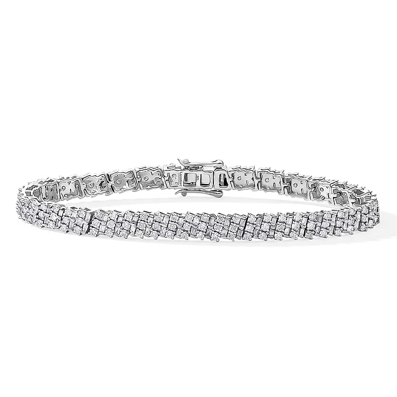 Luxuriant Lab Grown Diamond Bracelet in Rhodium Over Sterling Silver 5.00 ctw  (6.50 Inches)  (G-H, SI)