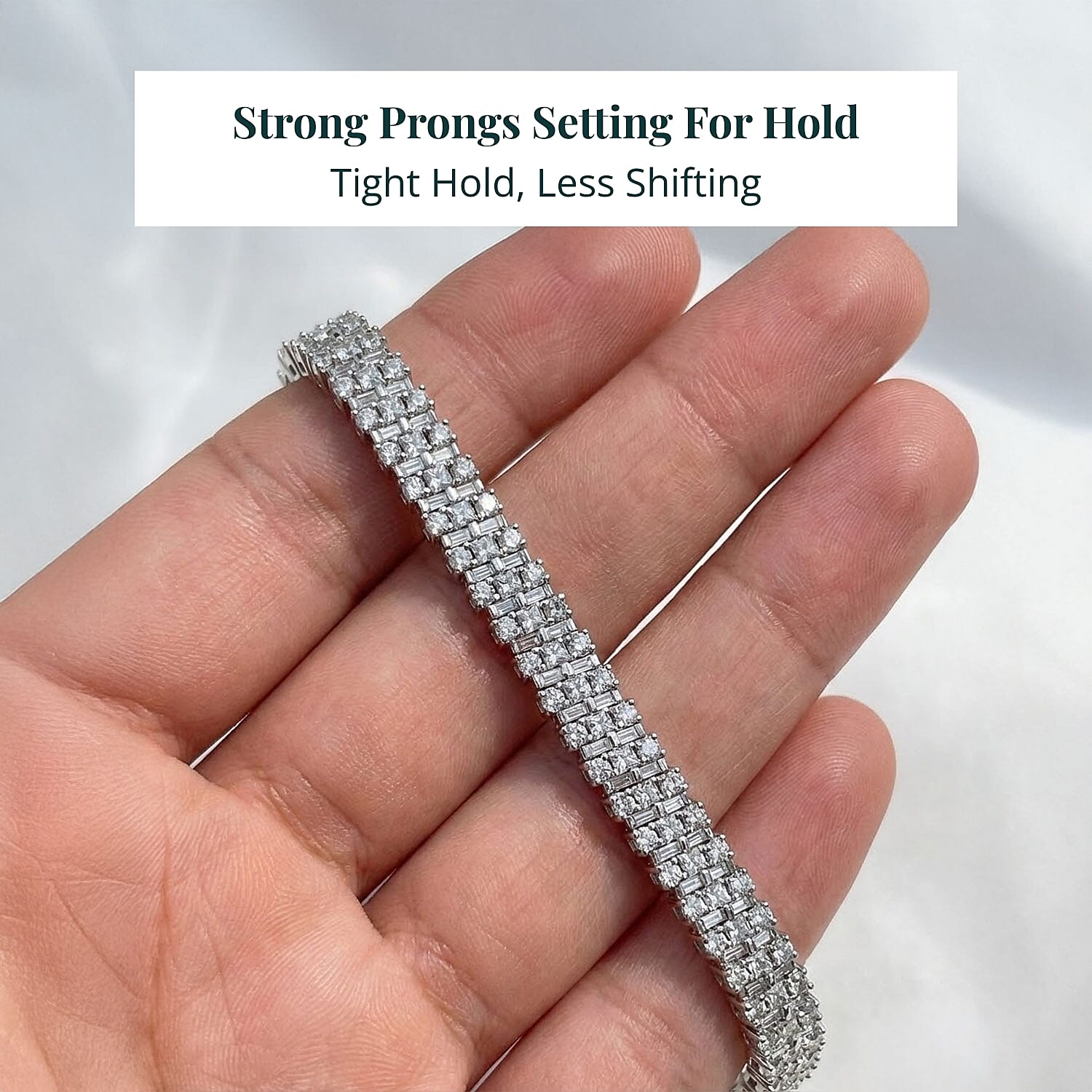 Luxuriant Lab Grown Diamond Bracelet in Rhodium Over Sterling Silver 5.00 ctw  (6.50 Inches)  (G-H, SI) (Del. in 10-12 Days)