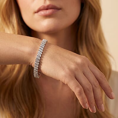 Luxuriant Lab Grown Diamond Bracelet in Rhodium Over Sterling Silver 5.00 ctw  (6.50 Inches)  (G-H, SI)