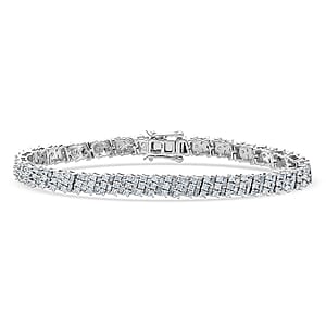 Doorbuster Luxuriant Lab Grown Diamond G-H SI 5.00 ctw Celestial Duality Bracelet in Rhodium Over Sterling Silver (7.25 In) (Del. in 10-12 Days)