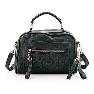 La Marey Black Faux Leather Crossbody Bag