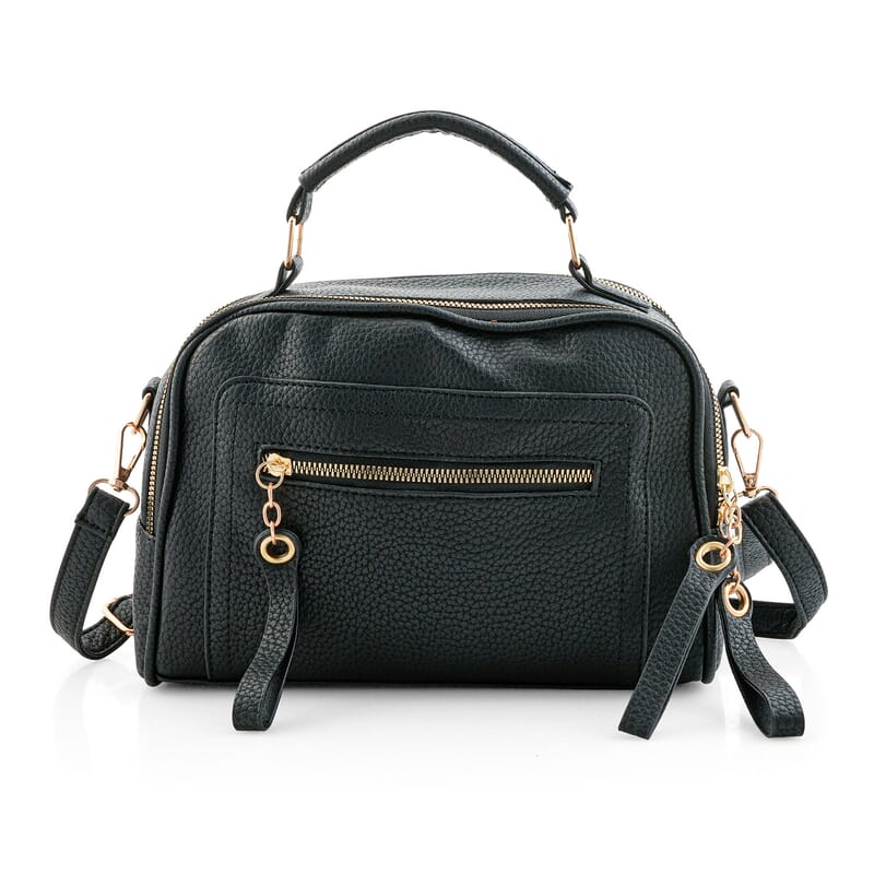 La Marey Black Faux Leather Crossbody Bag