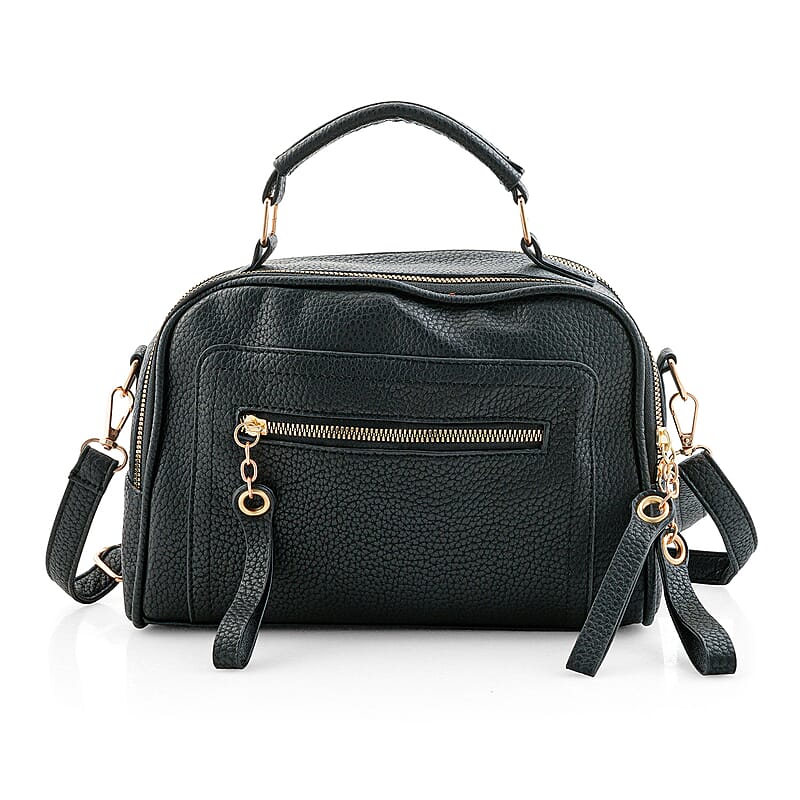 La Marey Black Faux Leather Crossbody Bag