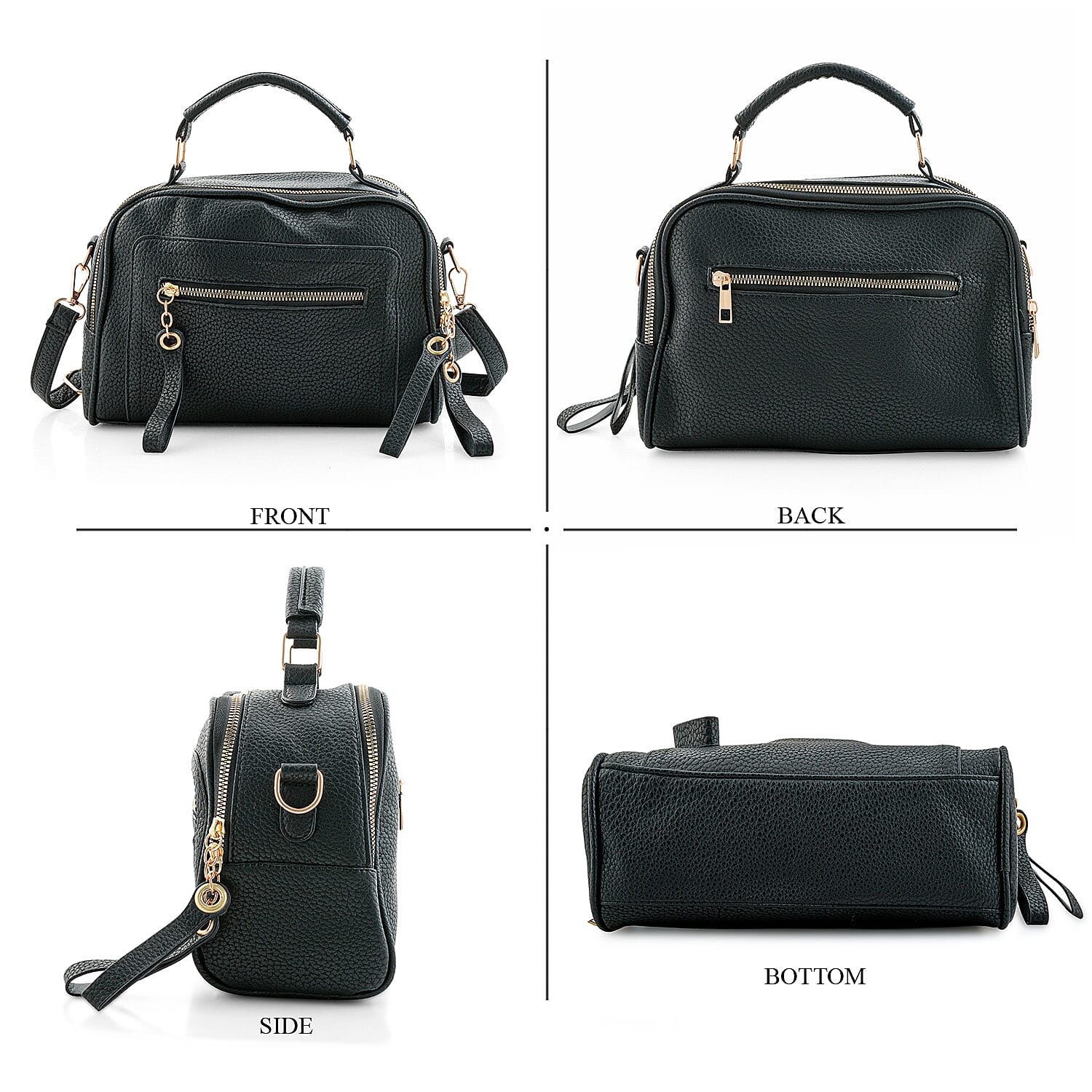 La Marey Black Faux Leather Crossbody Bag