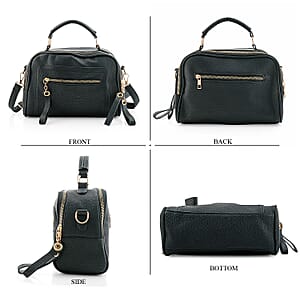 La Marey Black Faux Leather Crossbody Bag