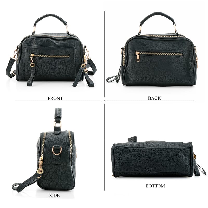 La Marey Black Faux Leather Crossbody Bag