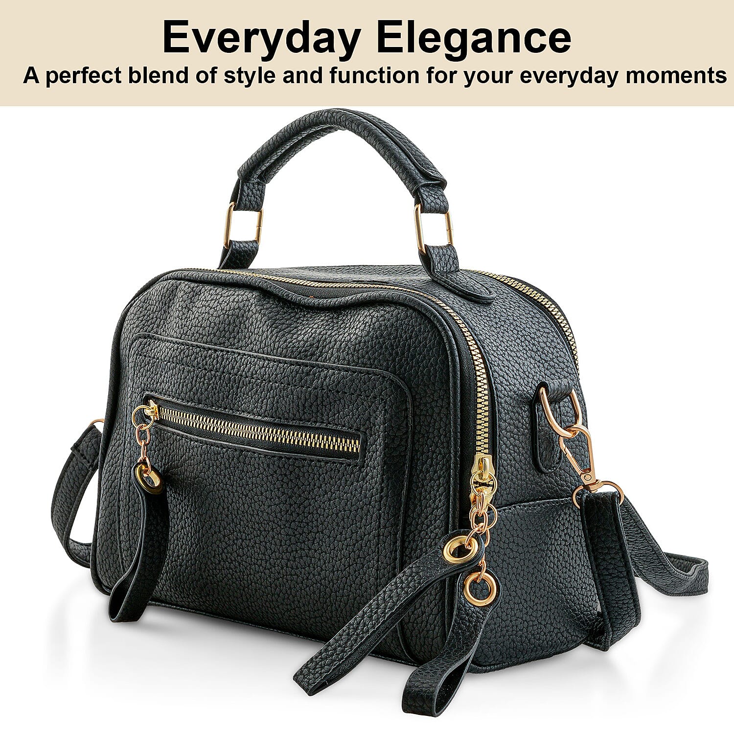 La Marey Black Faux Leather Crossbody Bag