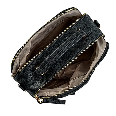 La Marey Black Faux Leather Crossbody Bag