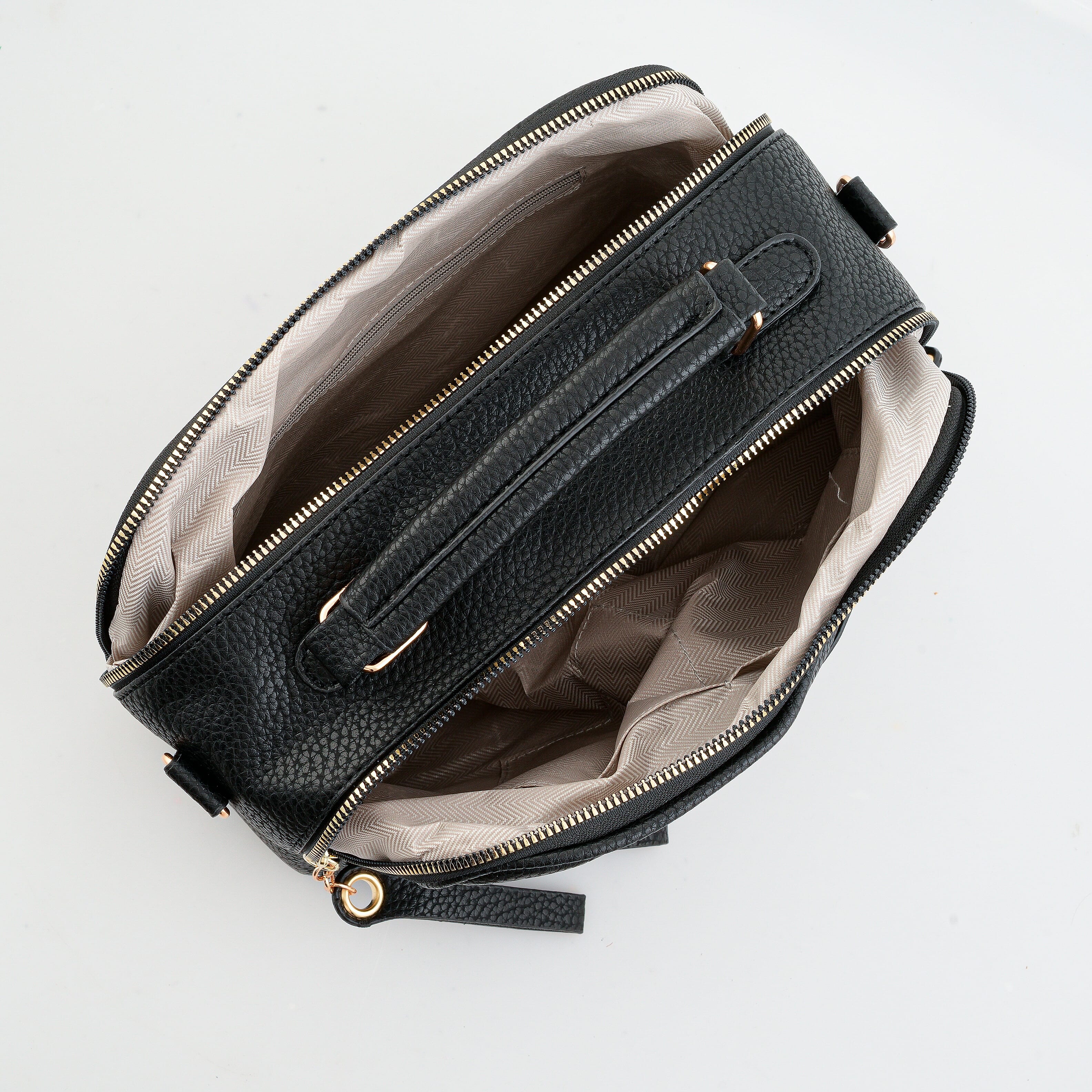 La Marey Black Faux Leather Crossbody Bag